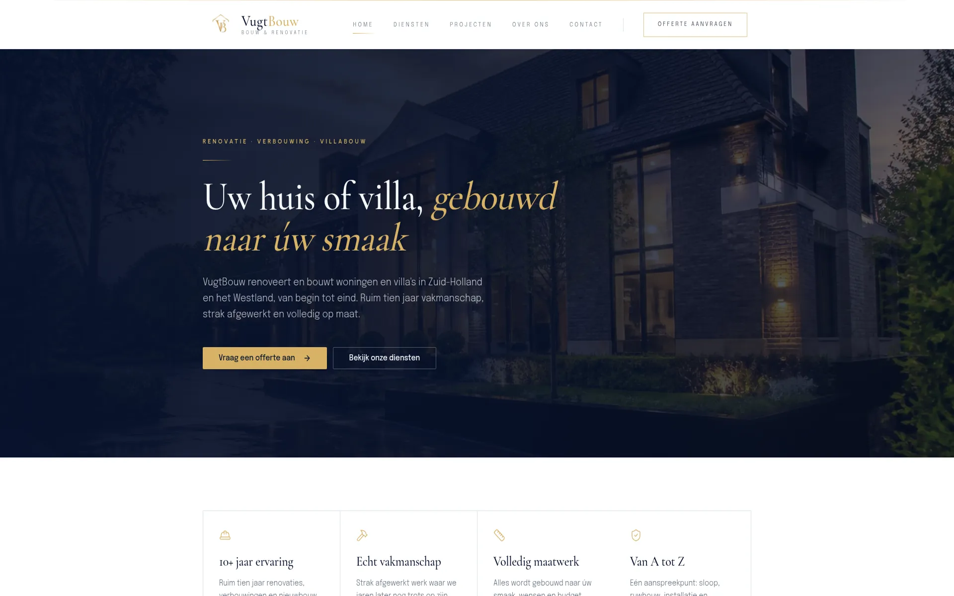 VugtBouw — website voor renovatie, verbouwing en villabouw, gebouwd door NextBuild